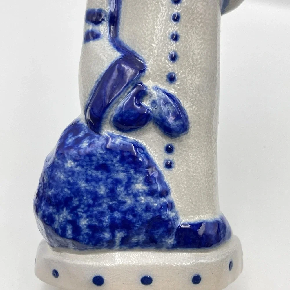 Eldreth Pottery 1997 Santa Claus Father Christmas Salt Glaze Blue 10" Figurine - Picture 10 of 13